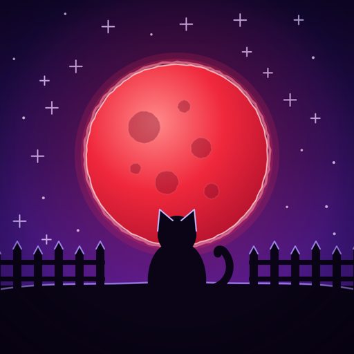 Night of the Horde logo: red moon, black cat on a fence